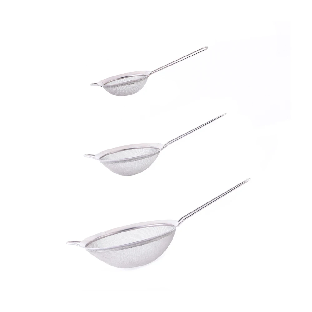 Прочный ложки с длинной ручкой из нержавеющей стали высокопробная арматурная сетка, фильтр грубой очистки, набор идеально подходит для фильтрации и просеивания фильтры и дуршлаги