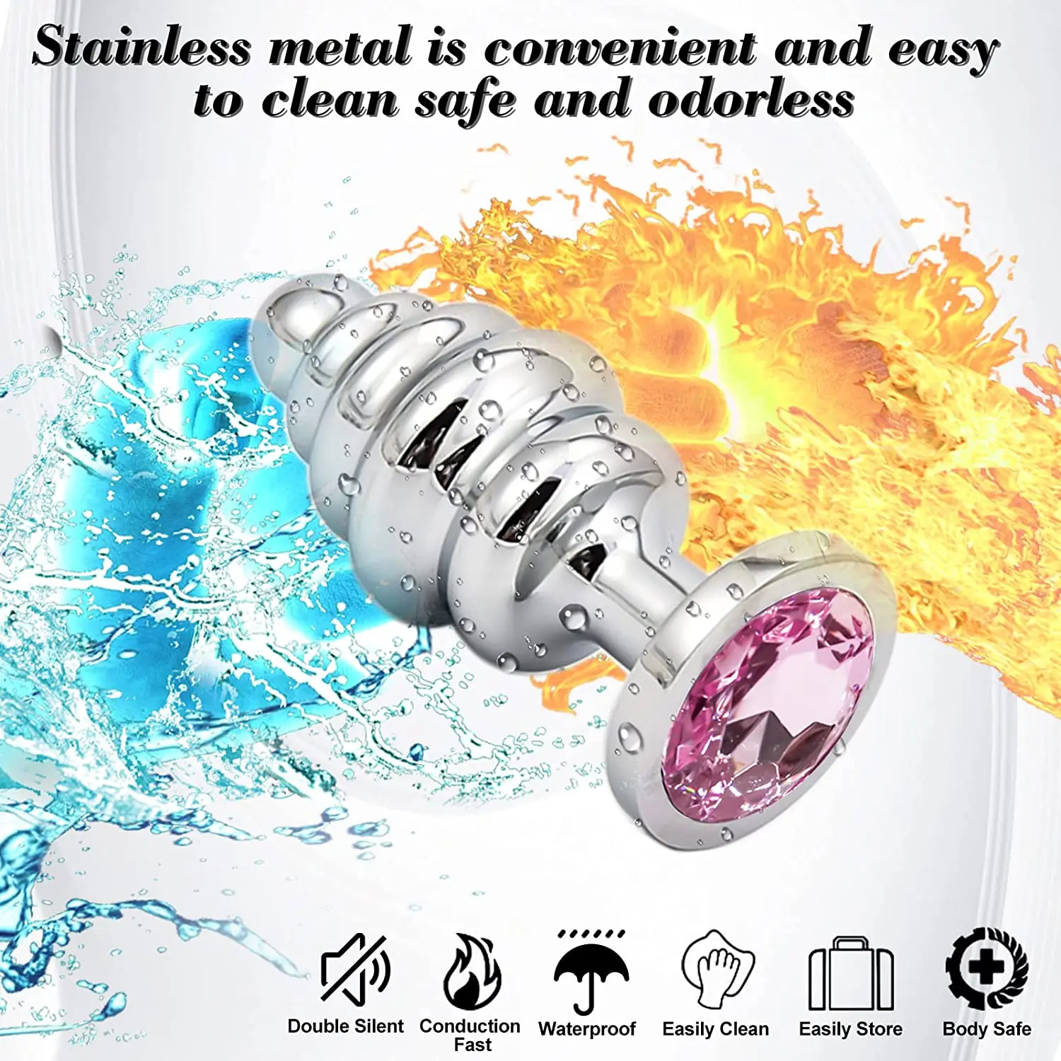 Intimate Metal Anal Plug with Crystal Jewelry Smooth Touch female Butt Plug Anal Bead Anus Dilator Anal Toys for Male Men Women%