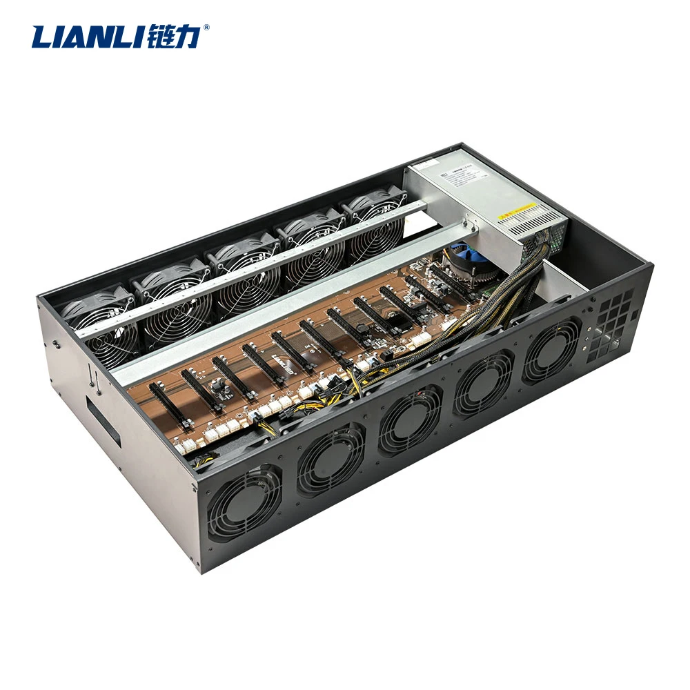 12gpu motherboard 55mm greater spacing slot 12 gpu server case 10*cooling fans low noise graphics cards case