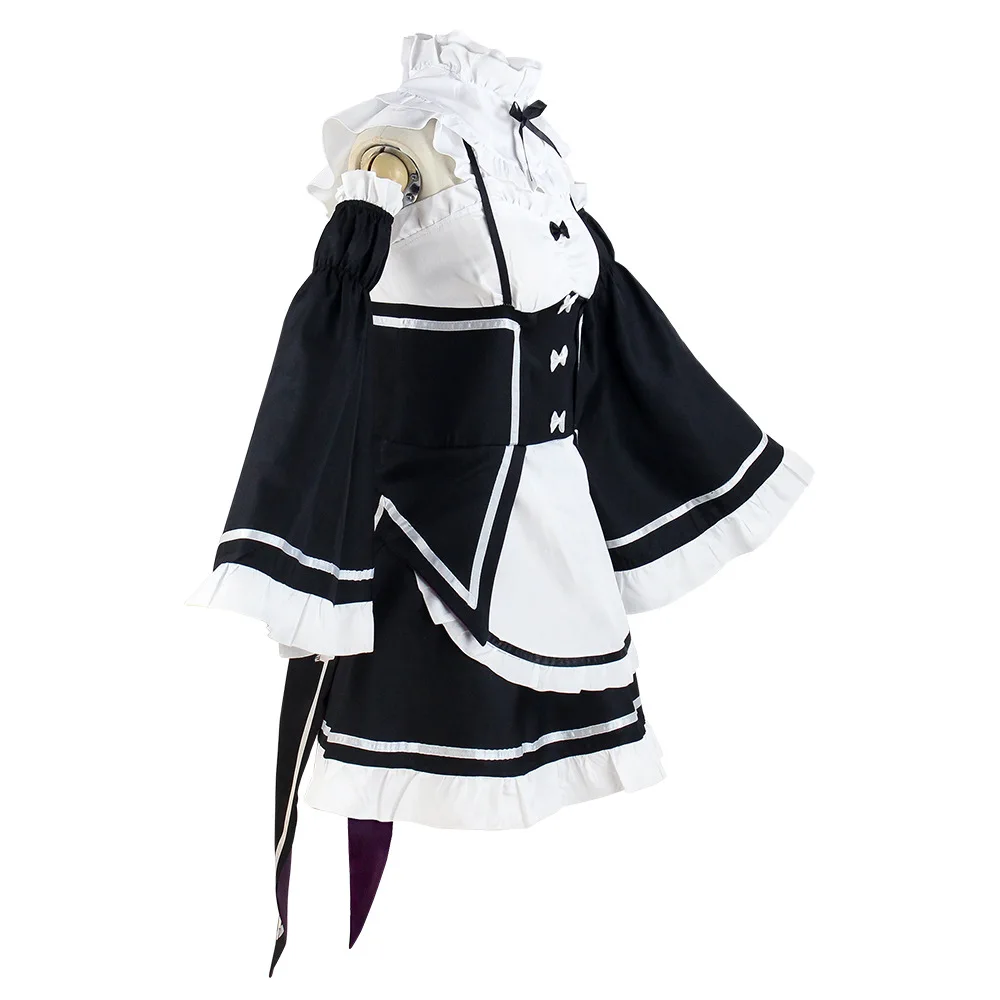 Girls Long Sleeve lolita Dress Anime Clothing Role Play Dress Outfit Maid Uniforms Rem Ram Cosplay Costumes
