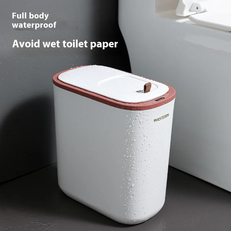 Smart Bathroom Trash Can Automatic Bagging Electronic Trash Cans White Touchless Narrow Smart Sensor Garbage Bin Smart Home
