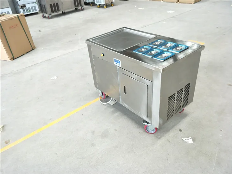 Commercial Fried Ice Cream Roll Machine Food Grade Stainless Steel Single Square Pan Soft Frying Ice Cream Roller