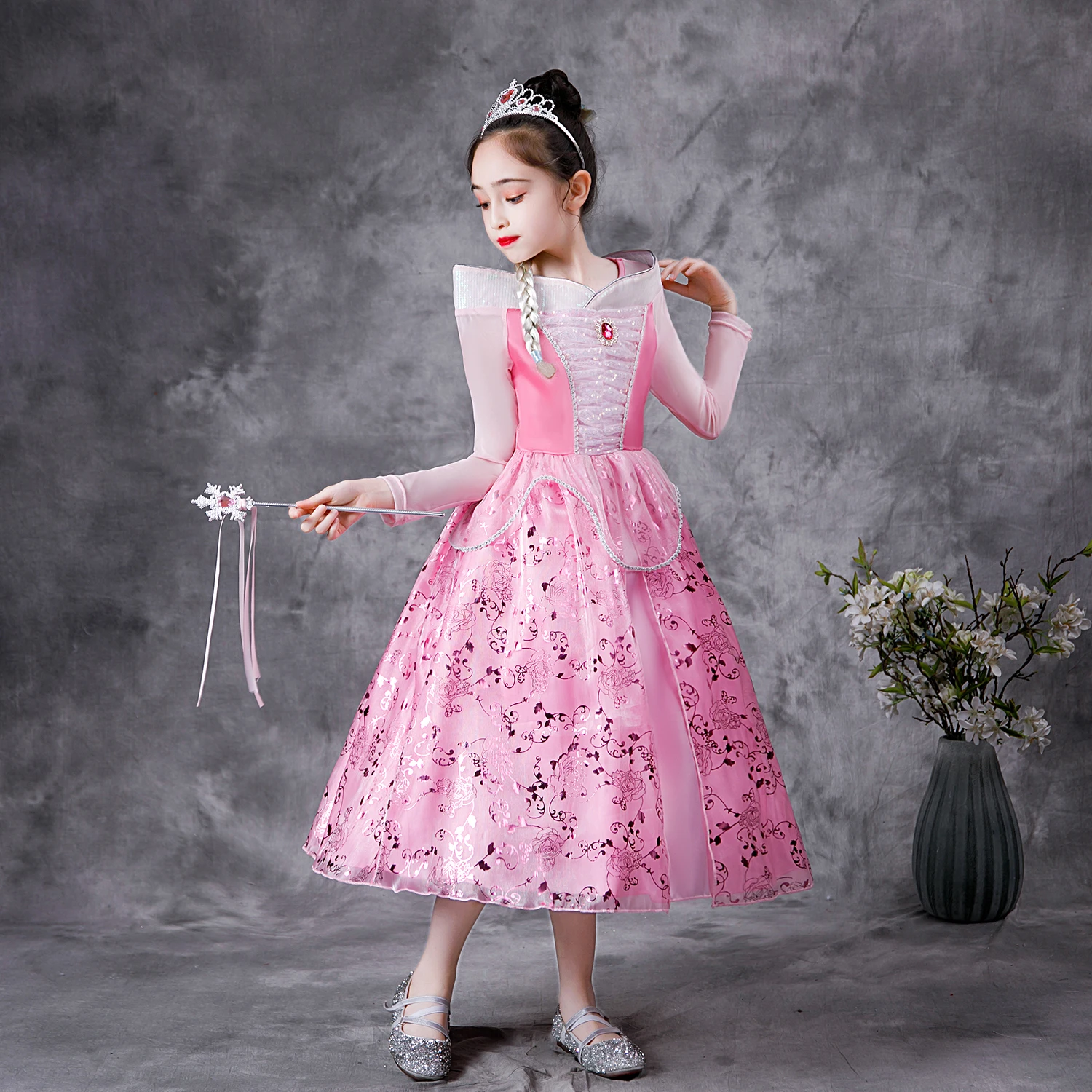Hot Sale Girls Belle Aurora Sofia Summer Fancy Princess Costume Children Halloween Birthday Party Dress K72