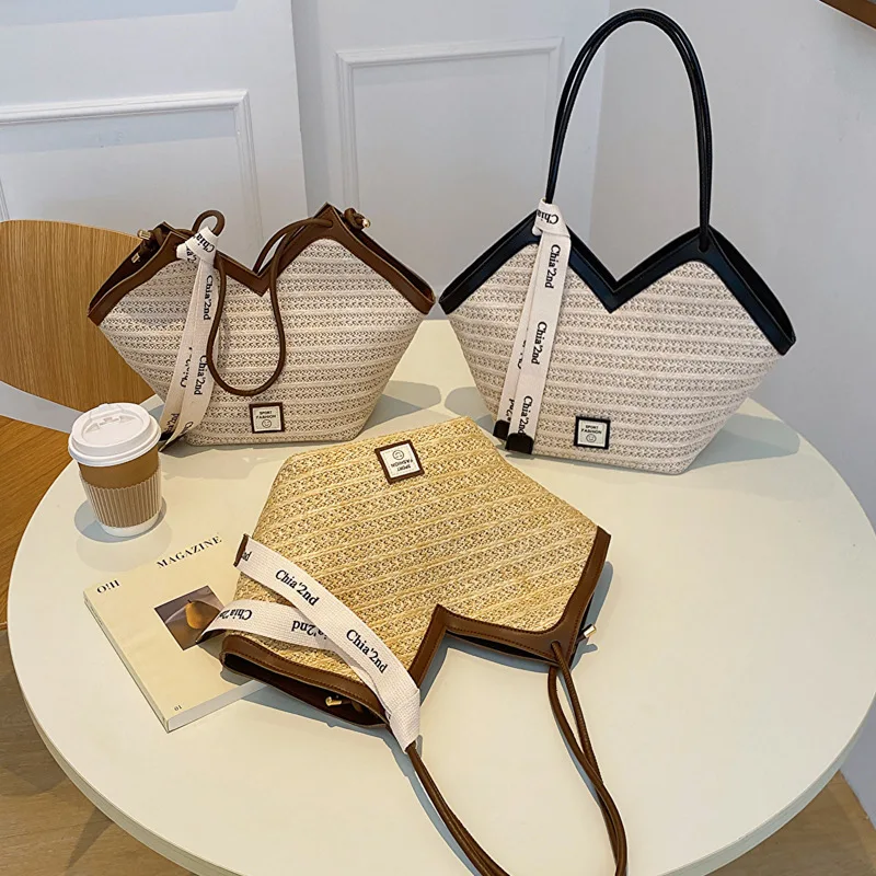 2024 New Fashion Woman Tote Bags Woven Straw Woman Handbags Fashion Large Woman Bags for Shopping
