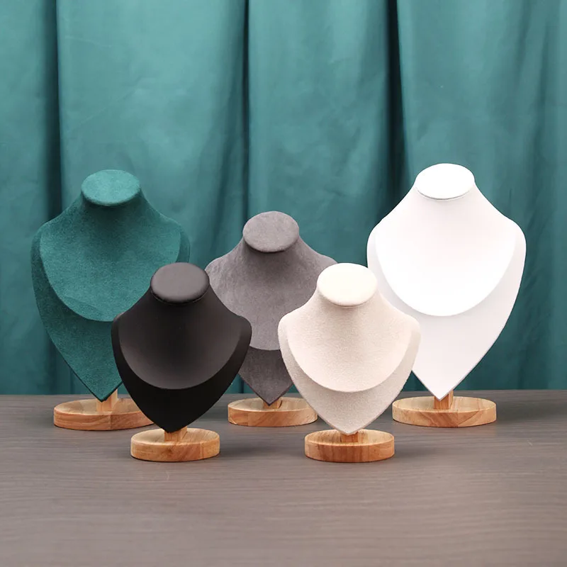 Middle 25cm Wood Portrait Mannequin Jewelry Necklace Pendant Display Figure Model Holder Stand Prop