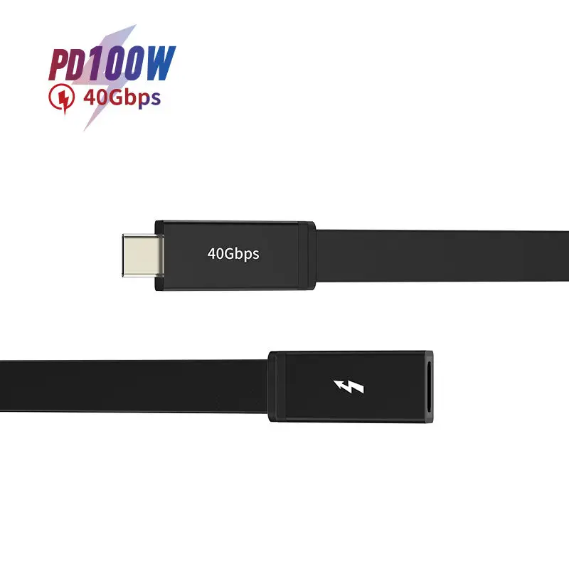High speed 100W 4K 0.2 m black charging data transmission usb4 male to female extension cable