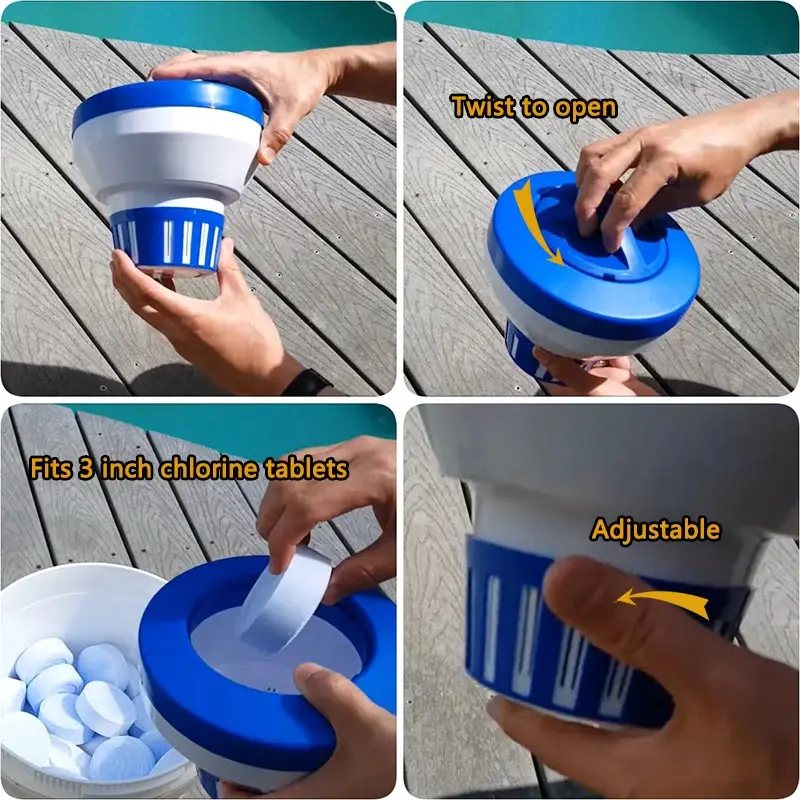 China production floating chemical dispenser for swimming pool blue and white automatic dispenser