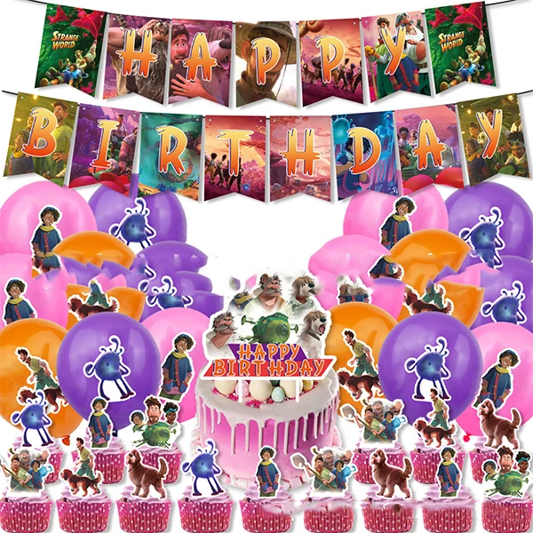 New exotic world theme birthday party supplies decorative banner cake inserted exhaust ball tableware set