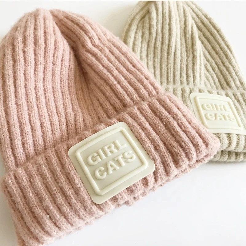 KENSHELLEY New Model Western Style Winter Beanie Hat Thick Wool Yarn Custom Beanie Pure Color Knitted Beanie Hats With Logo