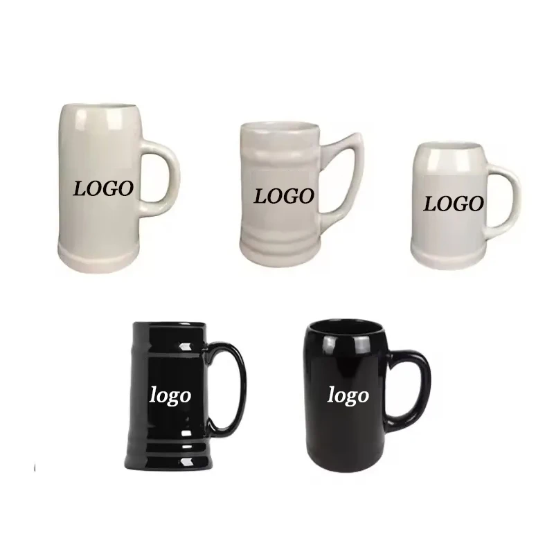 1 liter ceramic mug  gift custom 20 oz ceramic mugs with handle  Large capacity German black white  eramic coffee beer mugs cups