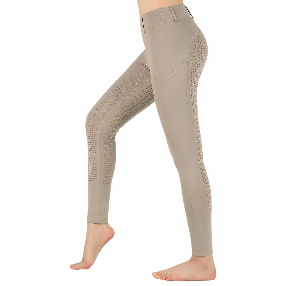 Equestrian Clothing Women Knee Breeches With Pocket Jodhpurs for Rider Ladies Horse Racing High Waist Riding Pants