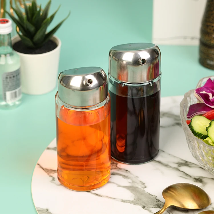 cooking oil dispenser glass bottle with pour spout for kitchen 100 ml 170ml bottles for oil and salt pepper shaker jars