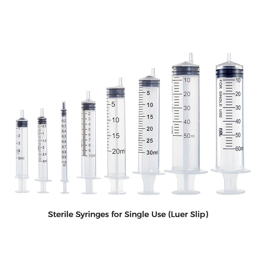 KDL CE ISO Approve Manufacture 1ml 3 ml 5ml 10ml 20ml 60ml Disposable 3 Parts Plastic Luer Lock Syringe With Needle