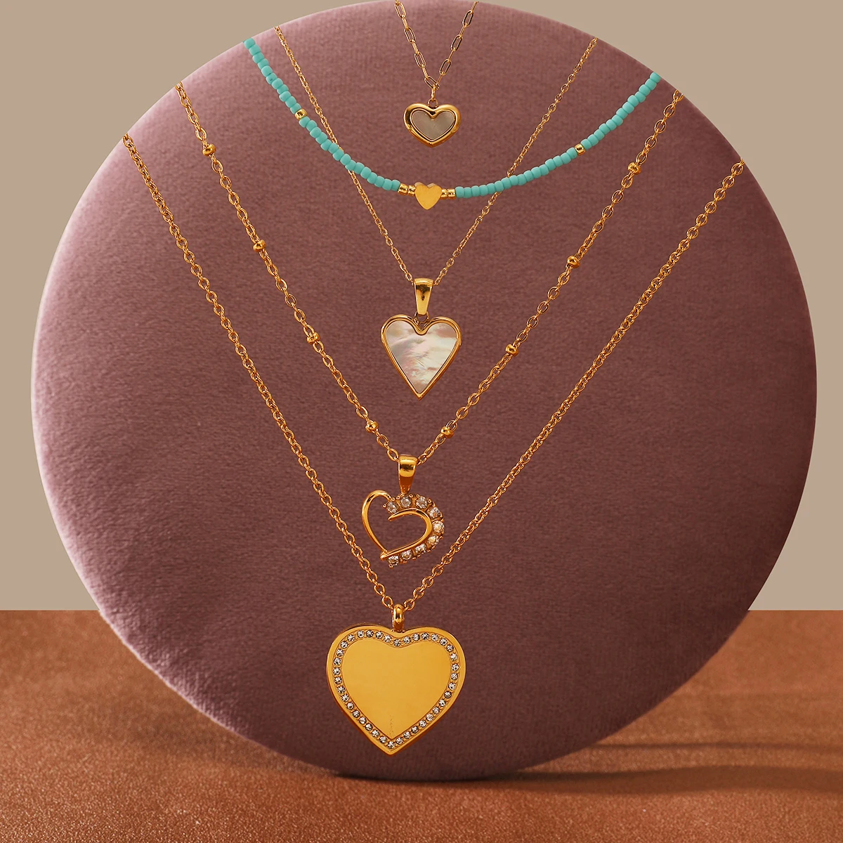 Wonderful Engraved Sweet Love Heart Pendant With Crystal Natural Shell Necklace Stainless Steel Jewelry Women Wedding Choker
