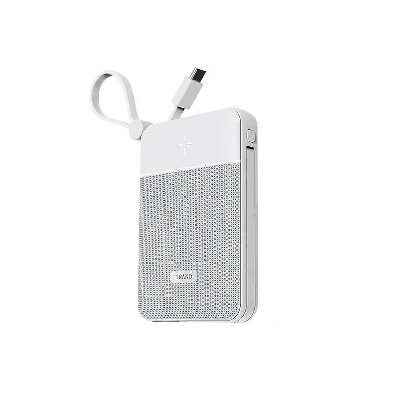 Manufacturer Wholesale 2-in-1 Ultra-Thin Portable Power Bank Built-in Cable for Mobile Phones with Sodium-Ion Battery