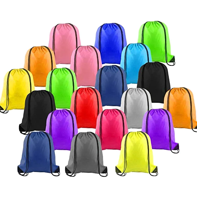 Easy Return Wholesale Stock Polyester Plain Blank Drawstring Bag String Packing Bag With Color for Choose