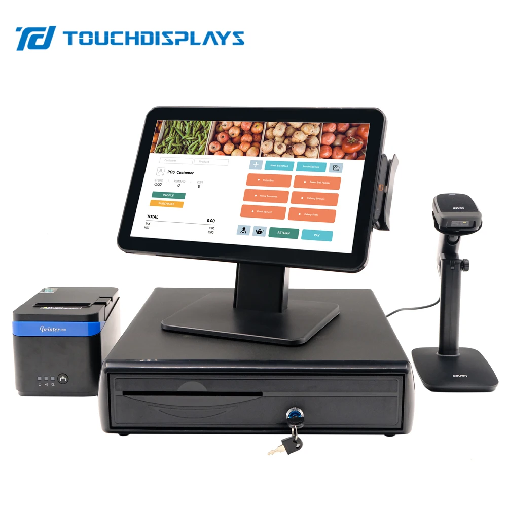 True Flat 15.6 Inch POS all in one with PCAP multi touch intel Processors