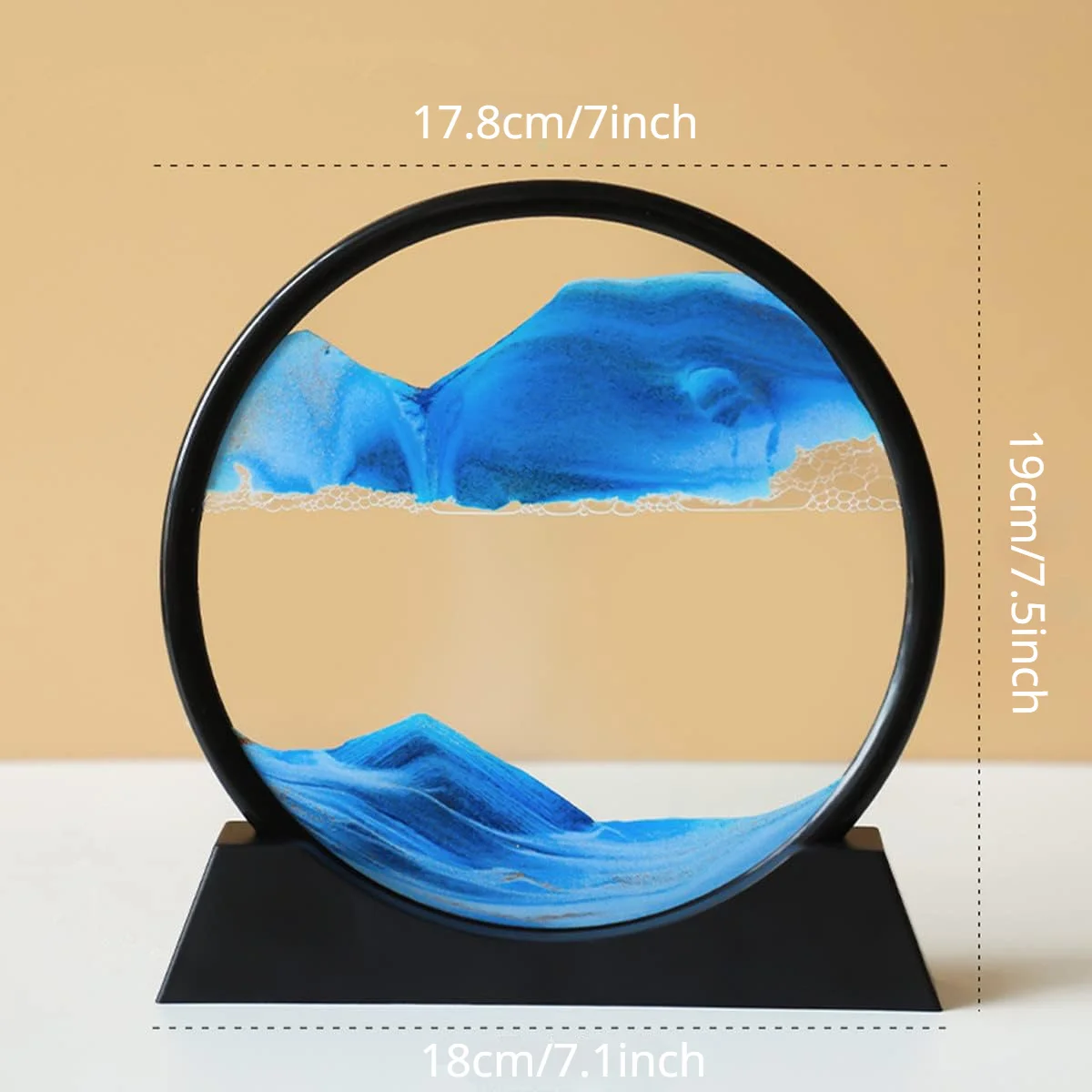 Moving Sand Art Picture in Motion Round Glass 3D Deep Sea Landscape,Dynamic Sand Art Sandscapes,Sensory Relaxing Table Decor Art