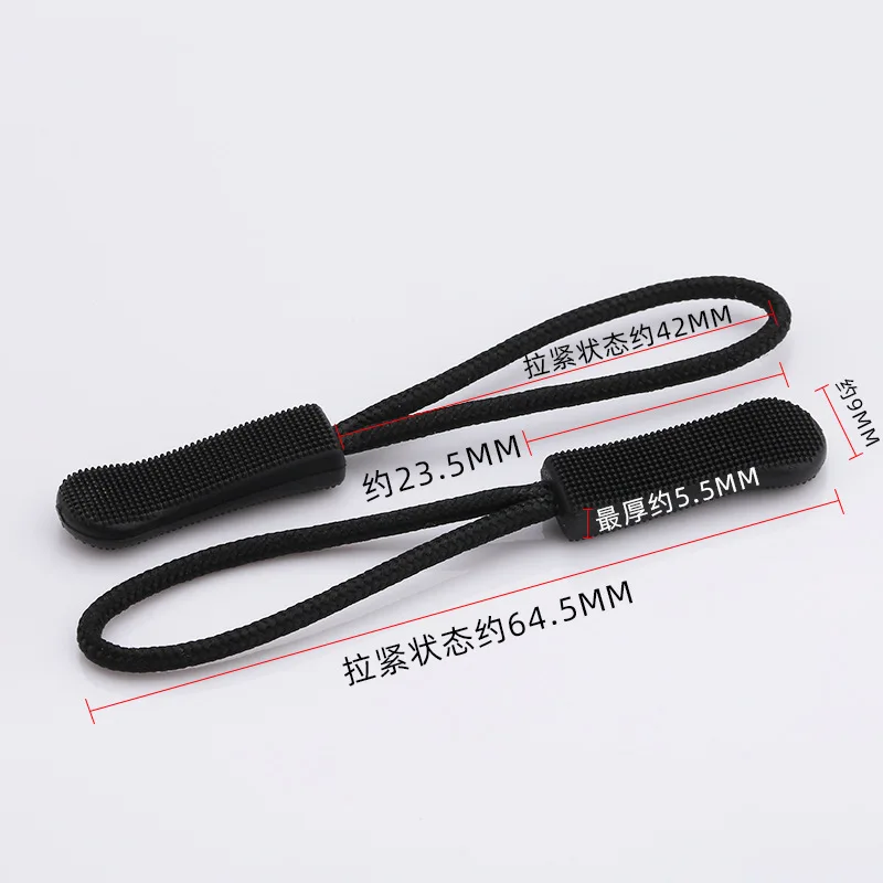 Auto-Lock Colored Zipper Cord Plastic Detachable Zipper Head with Rubber Metal Material for Shoes Garments Tents Home Textiles