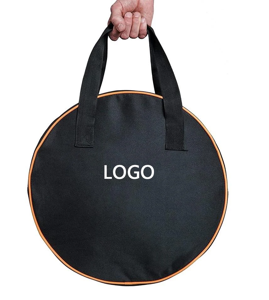 Custom Polyester Electric Vehicles EV Charging Cables Bags Heavy duty Jumper Cable Storage Bags Tote Round Cable Organizer Bags
