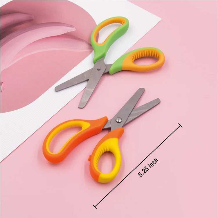 back to school 5.25 inch assorted colors easy to grip soft touch handle blunt tip kid scissors