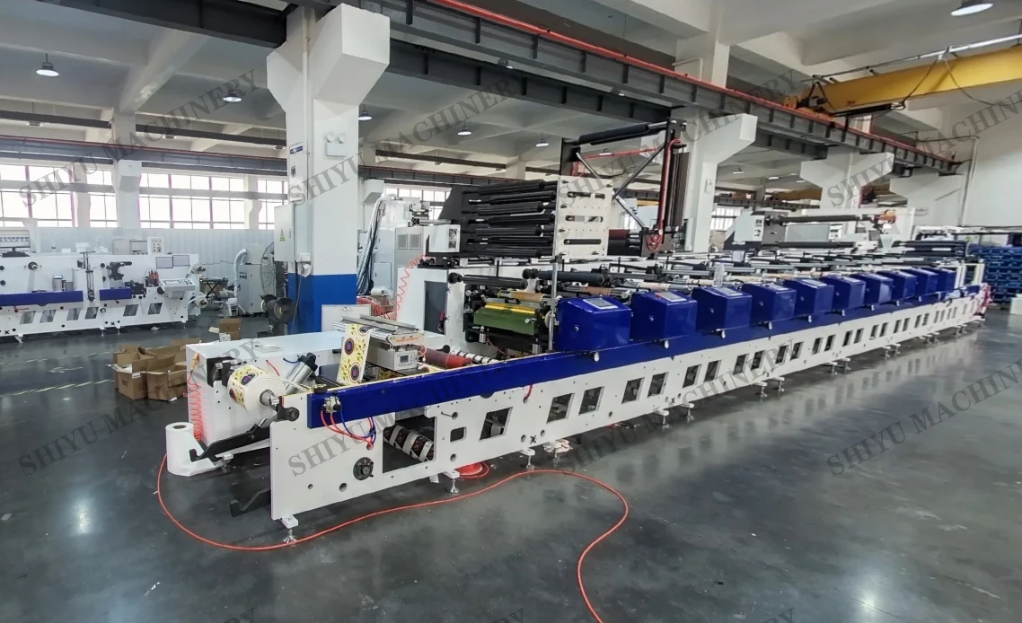 High quality vinyl sticker label horizontal inline flexo printing machine for 8 color 8 UV