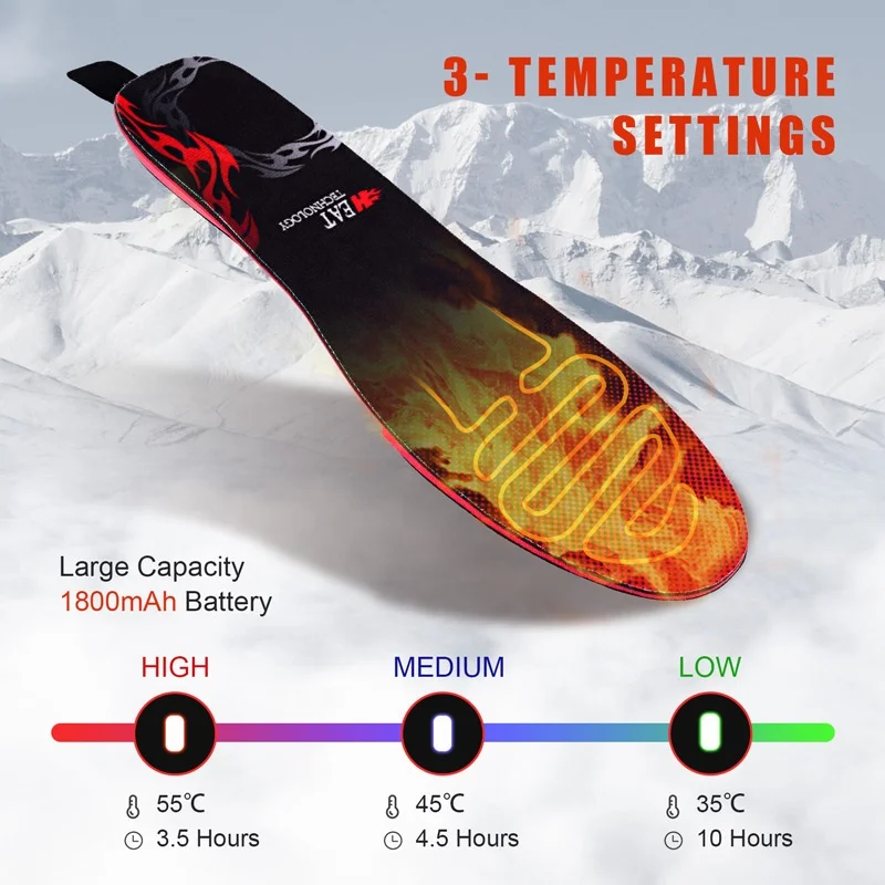 Heated Insoles Unisex Outer Door CE Winter Electronic Rechargeable Battery Heated Foot Warmer Insoles