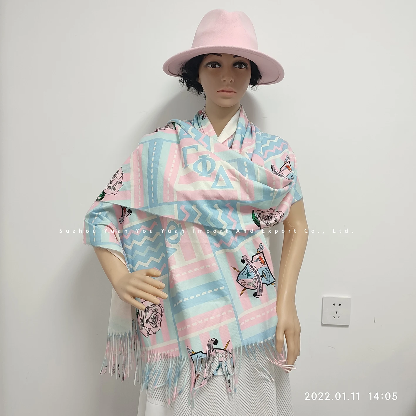 Ready To Ship   Imitated wool 180*70cm sublimation   printing  Gamma Phi Delta   Greek Letters Shawl