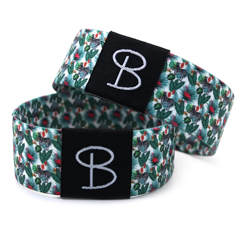 Manufacturers Cheap Woven Rfid Fashion Fabric Bracelet Wristband Custom Polyester Festival Stretchy Elastic Wrist Bands