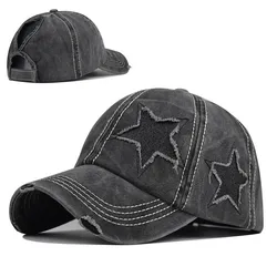 Custom High Quality Adult Baseball Hats Sequin Stars Hole Pentagram Baseball Cap