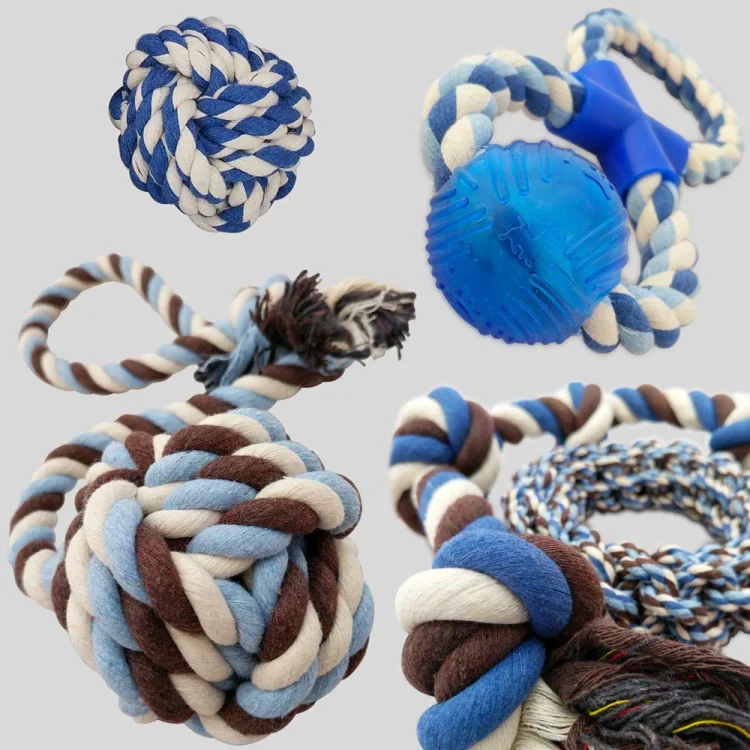 Wholesale Hot Sale 5Pack handmade Cotton Knot Rope Dog Toy Ball Set For Pet Dog Chew Clean Teeth