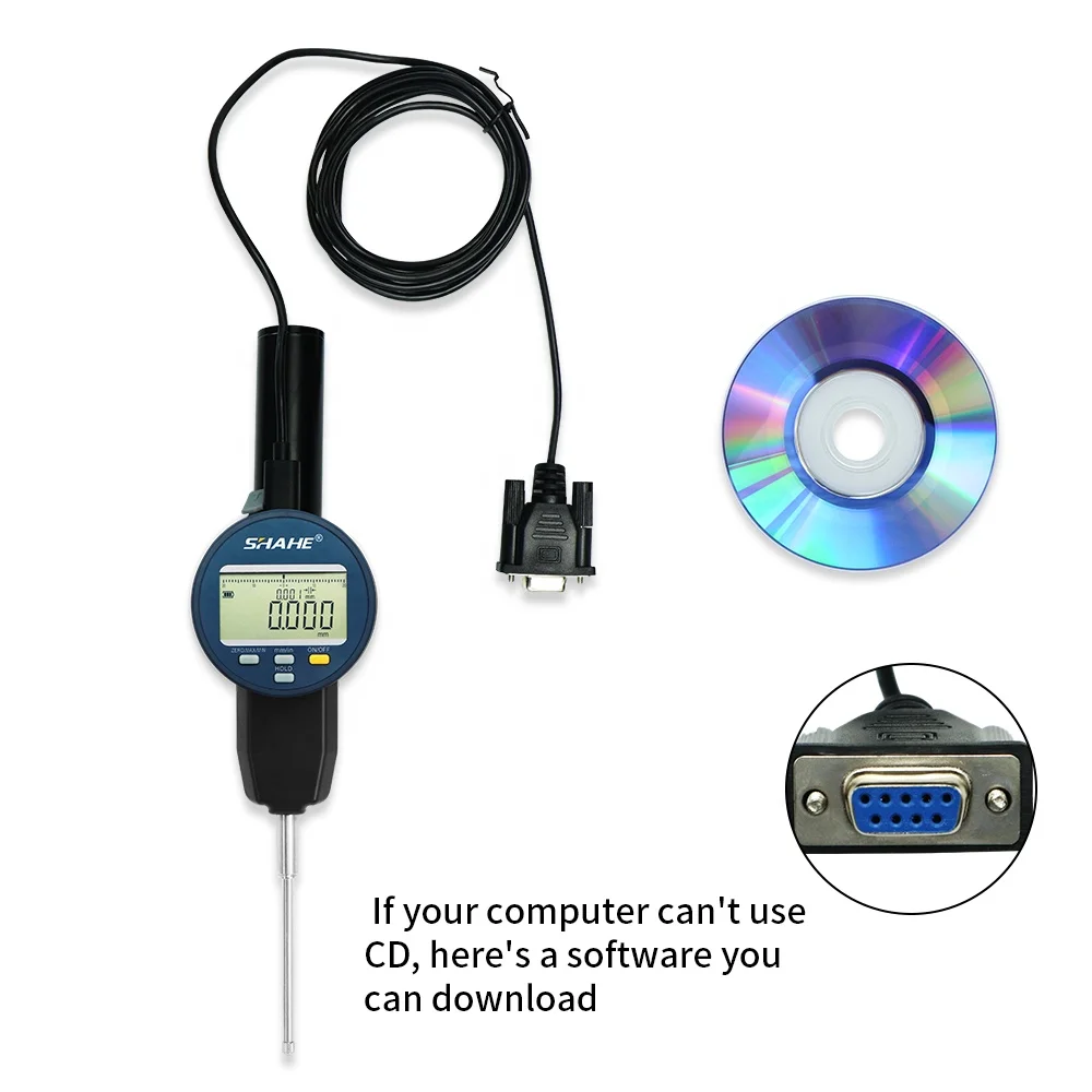 SHAHE Metric/Inch 0-50 mm 0.001mm Electronic Indicator with Rechargeable Battery Waterproof Digital dial Indicator