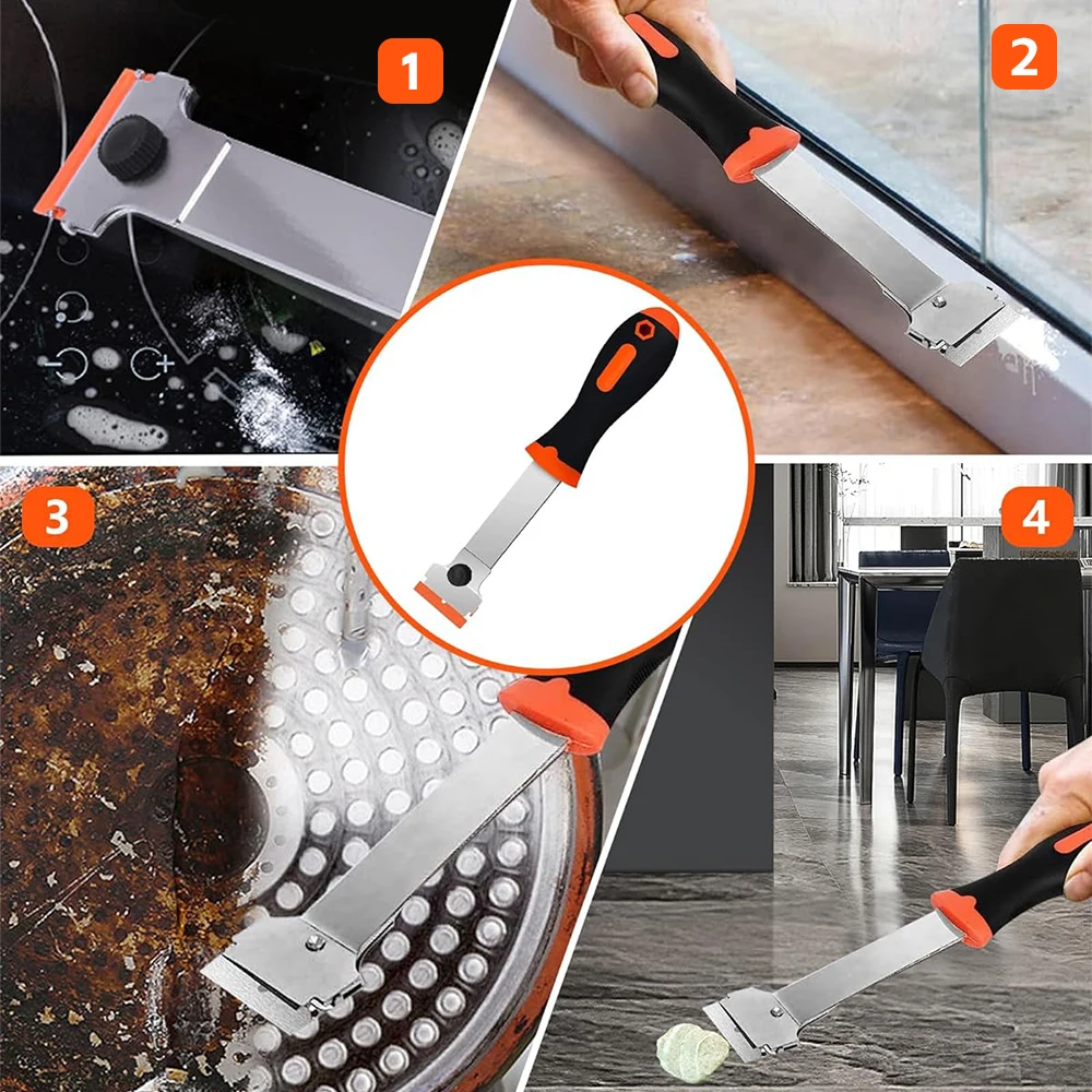 Multifunction cleaning tool small shovel with extended handle decontamination scraper removing glue application scraper