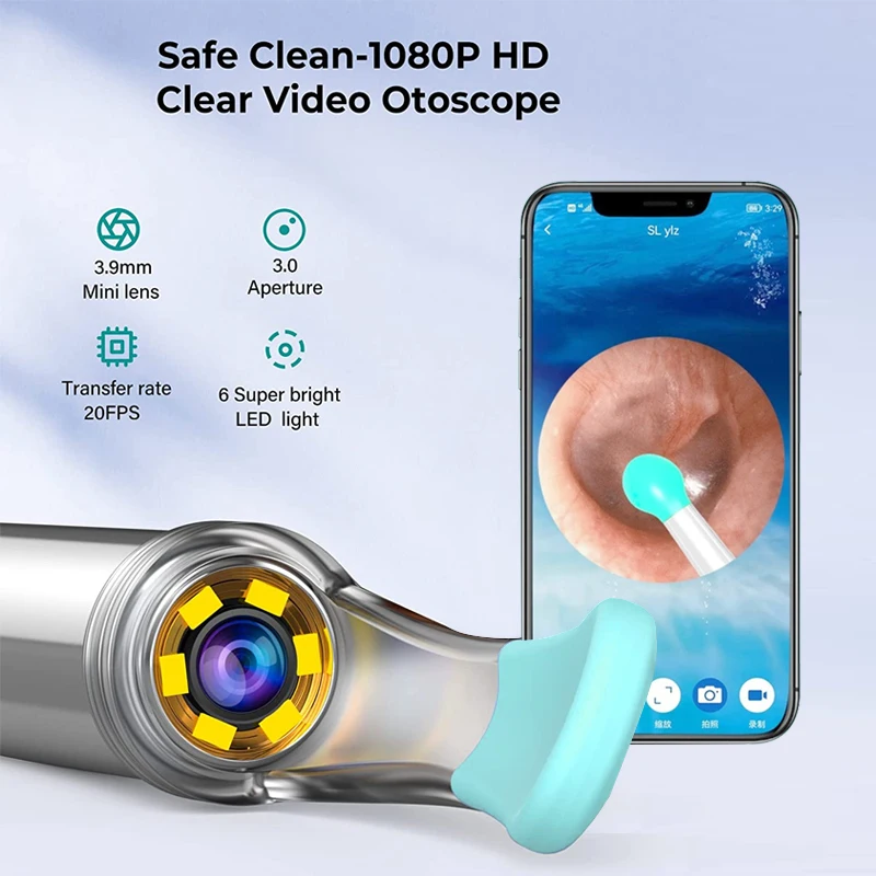Visual Ear Cleaner with Camera Wireless Otoscope Waterproof Digital Endoscope Ear Wax Removal Kit