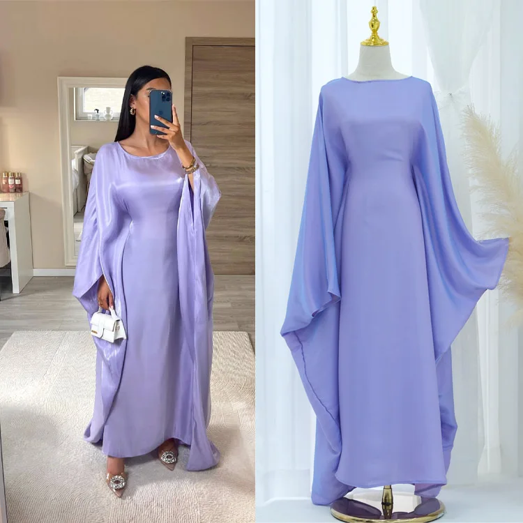 2024 New Plain Abaya Designs Butterfly Sleeves Kaftan Party Muslim Women Dress Dubai Glitter Abaya
