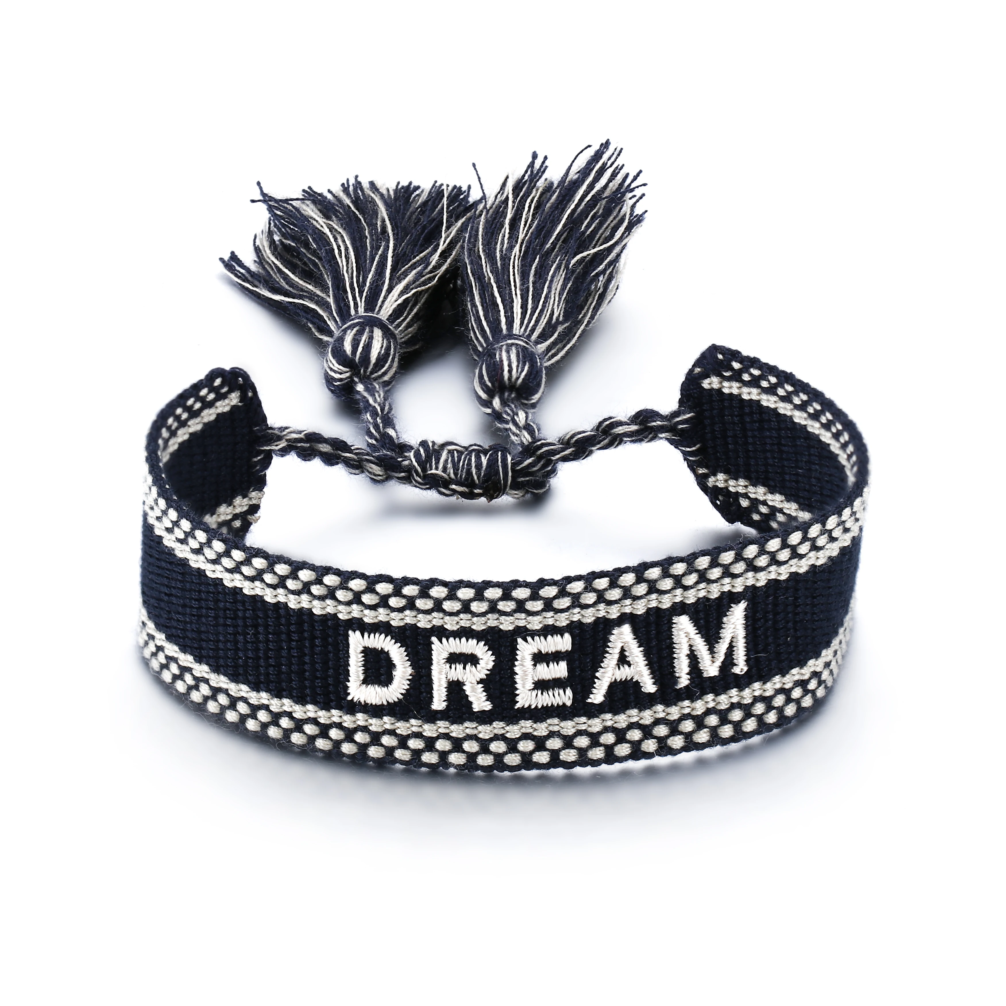 
Adjustable Women Handmade Knitted Cotton Fabric Thread Polyester Custom Hand Braided Woven Friendship Bracelet 