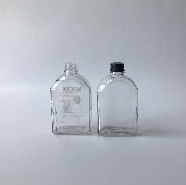 200 ml Square Hip Flask Arch Alcoholic Beverage Coffee Cold Brew Glass Bottle Flat For Liquor Juice