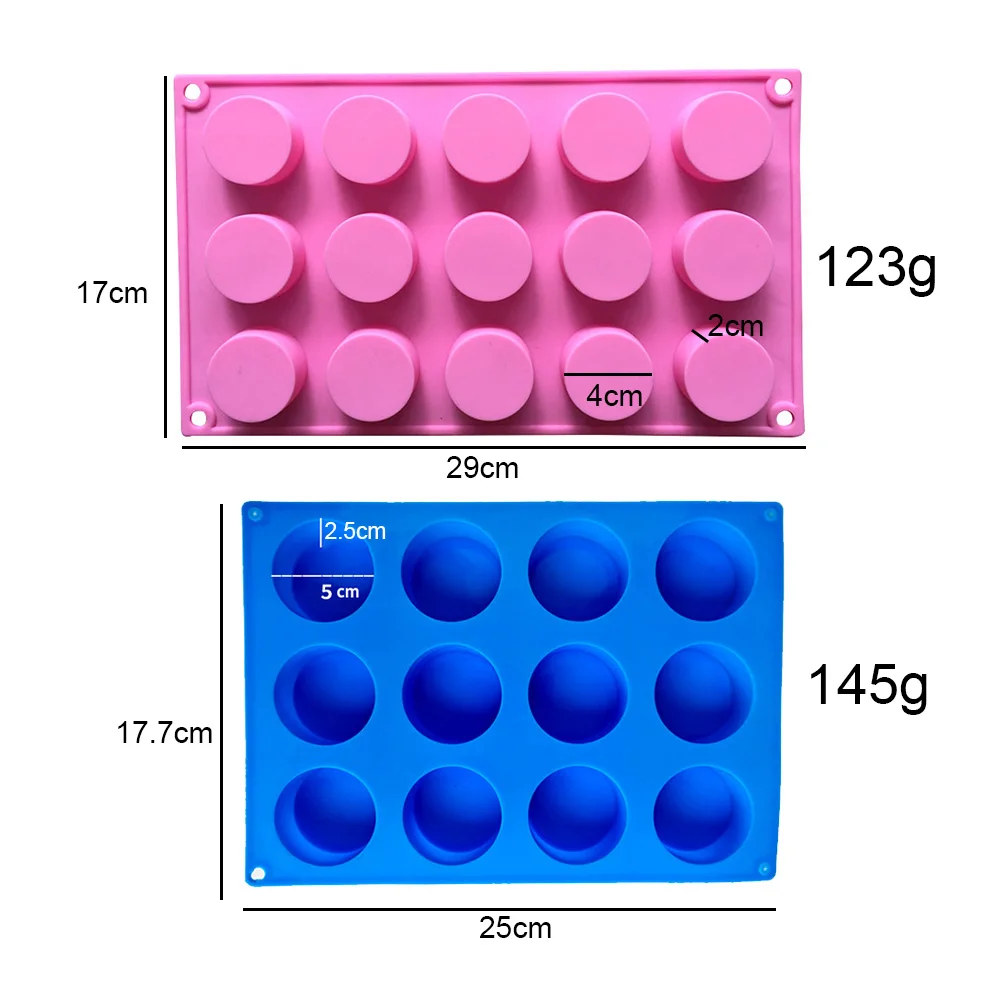 12 15 holes round Reusable silicone soap candle mould cake pan pudding molds cookie dessert chocolate mold cake baking tool