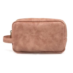 NCB0171 Litchi grain pu leather cosmetic bags with handle unisex makeup bag
