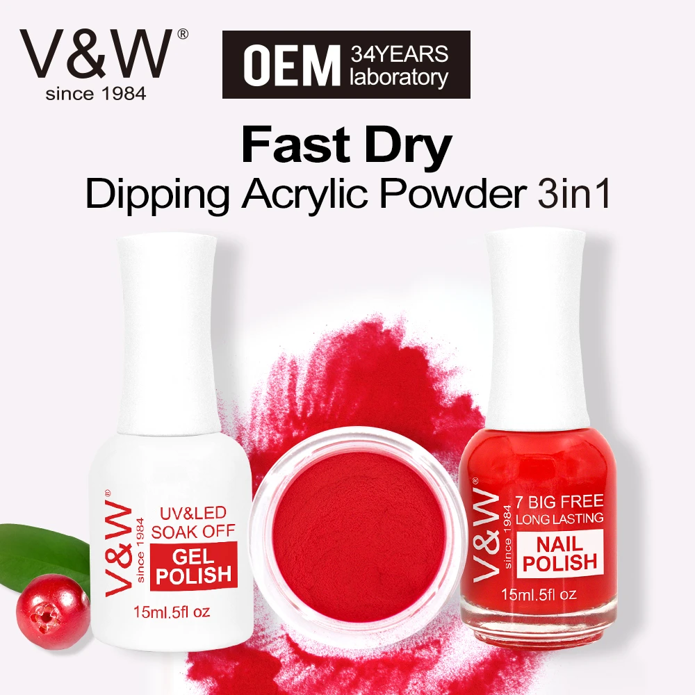 VW New Product 3 In 1 Acrylic Powder For Dipping And Gel Polish And Nail Lacuqer Nail Dipping Powder Set Sample