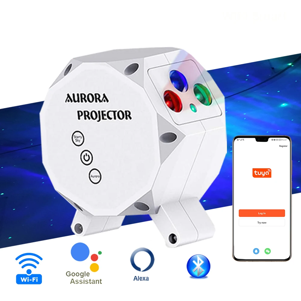 Upgrade Smart WIFI Galaxies Projector Tuya APP Control Starry Sky Projector Aurora Lamp BT Star Ambient Rhythm Night Light