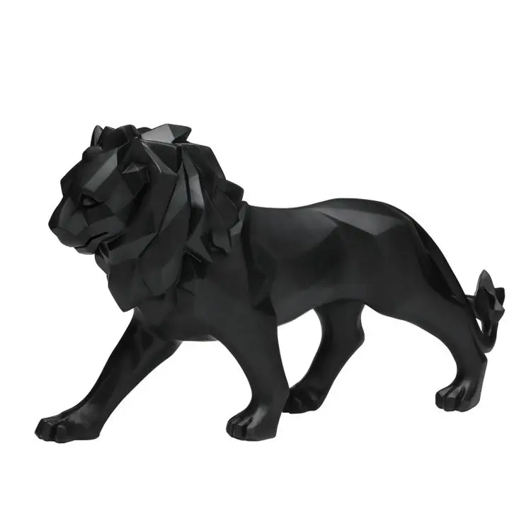 Lion Wholesale Cheap Resin Animals Craft Nordic Design Living Room Escultura Leao Geometric Lion Statues For Home