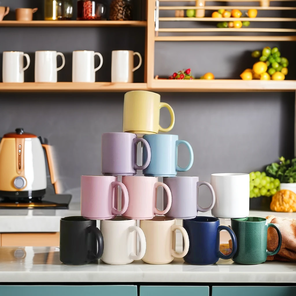 Luxury Ceramic 11Oz Blue White Coffee Mug Lid  Tumbler Water Beer Tea personalize mug 3D Customizable Logo printed mug