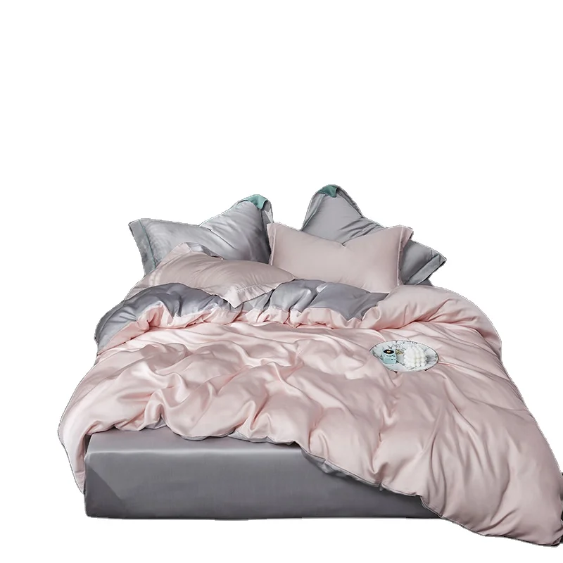 Customized Cotton Tencel Bamboo   Microfiber Duvet Cover Bedsheet Tencel Fabric Bed Sheet Bedding Set