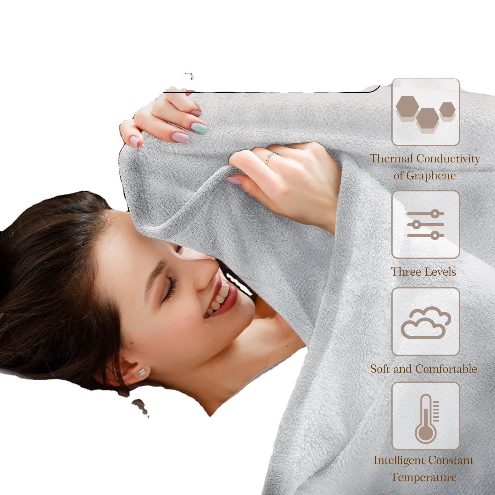 Graphene Washable Warm Electric Adjust temperature Heated Blanket Wearable Soft Plush Light Graphene Heated Blanket