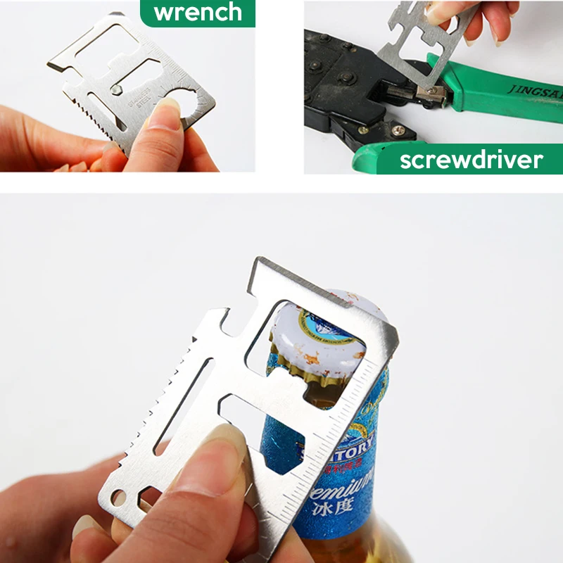 outdoor kit gear credit card multi tool gadget camp opener wallet multifunction Knife bottle survive pocket multipurpose