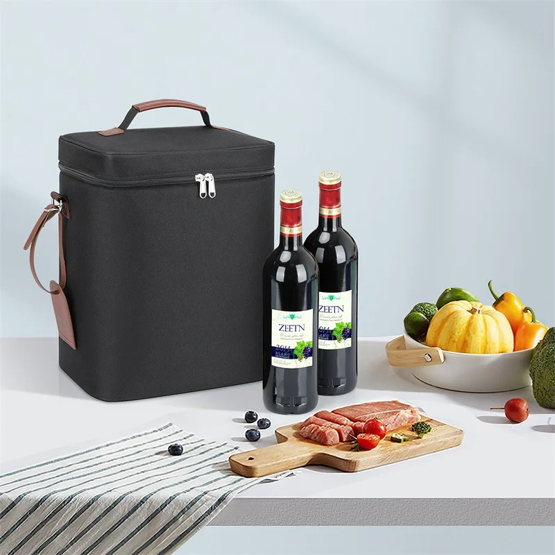 Custom 6 Bottles Personalized Carrier Tote Bag Insulated Padded Camping Mutiuse Portable Reusable Ice Wine Cooler Bag
