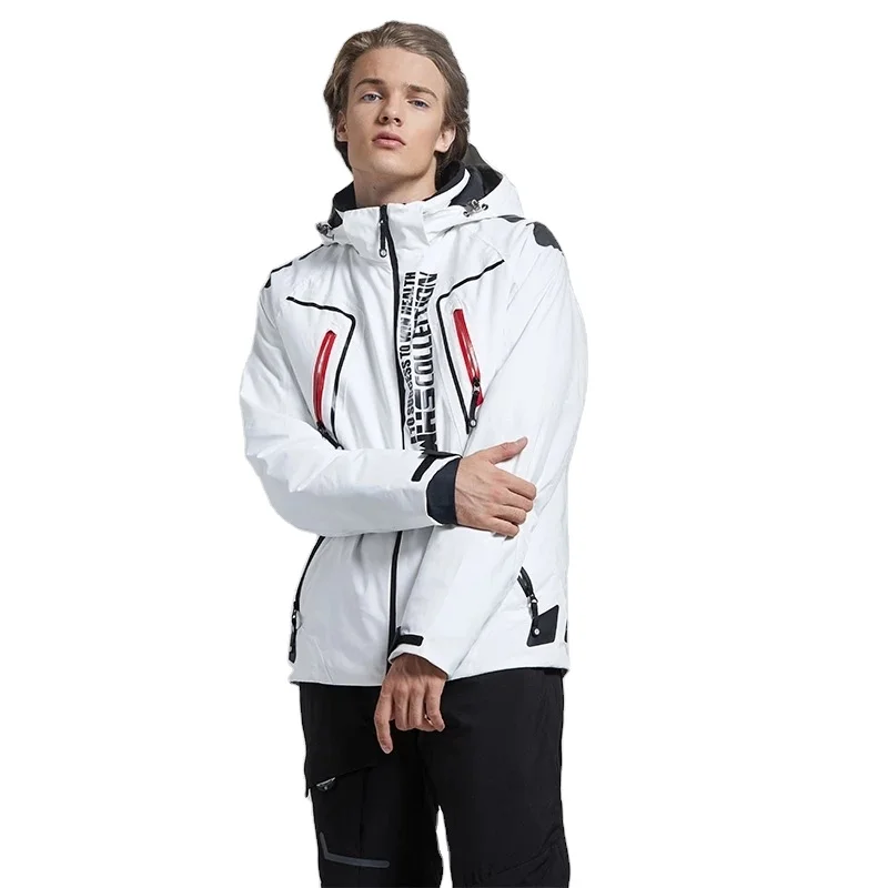 
 winter Men Ski Jacket White Snowfield Heating Coat Comfortable Waterproof Outdoor Sports ski suit jacket for men OEM white  