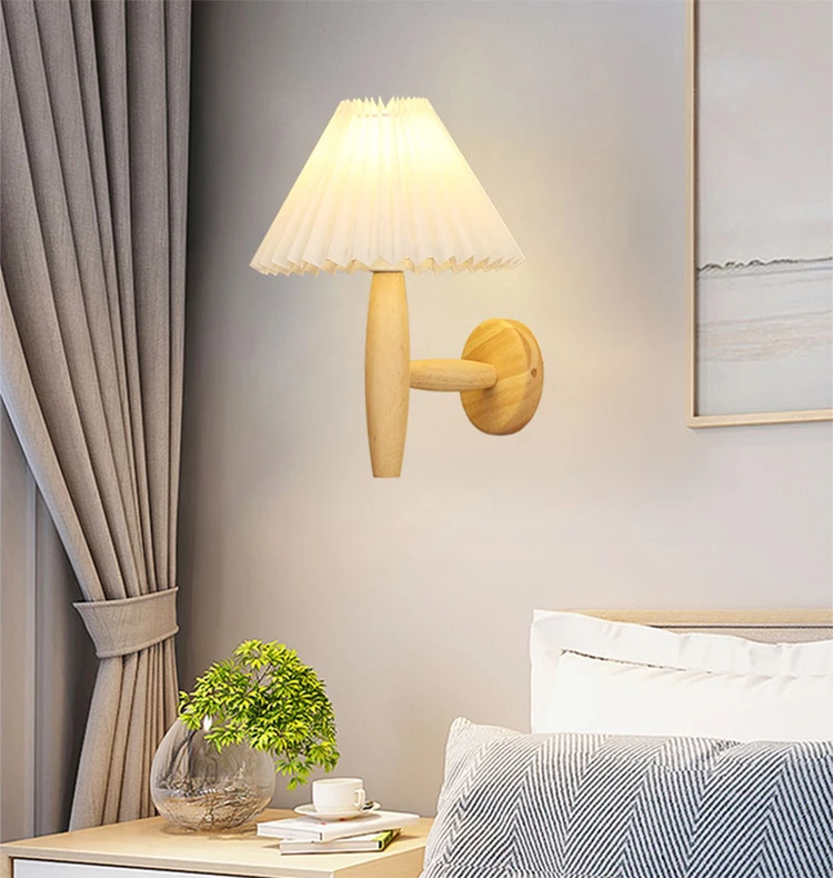 Small Night Lamp Wooden Decor Bedside Wall Lamp With Reading Light Antique Wall Lamp for Living Room Bedroom