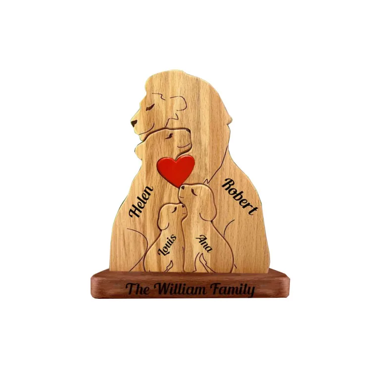 Personalised Wooden Lion Family Puzzle Wooden Animal Lions 4 in 1 set Puzzle Family Keepsake Gift, family gifts